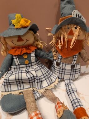 Plaid Scarecrows Boy And Girl Beanies Lot Of 2